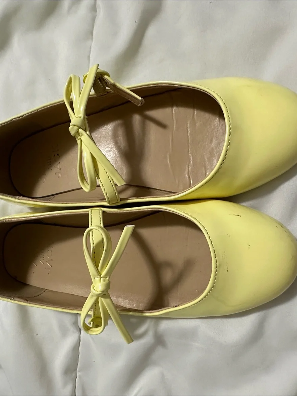 Janie and Jack Pale Yellow Bow Mary Jane Flats for Kids